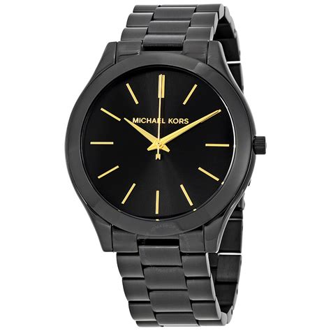 michael kors watch slim runway leather|Michael Kors black runway watch.